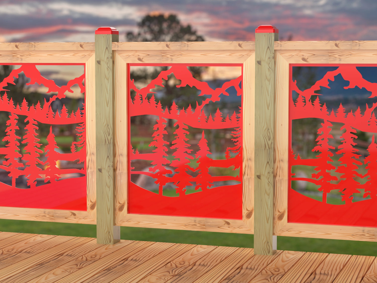 24"x30" - Mountain Landscape Fence/Gate Panel Insert - Madison Iron and Wood