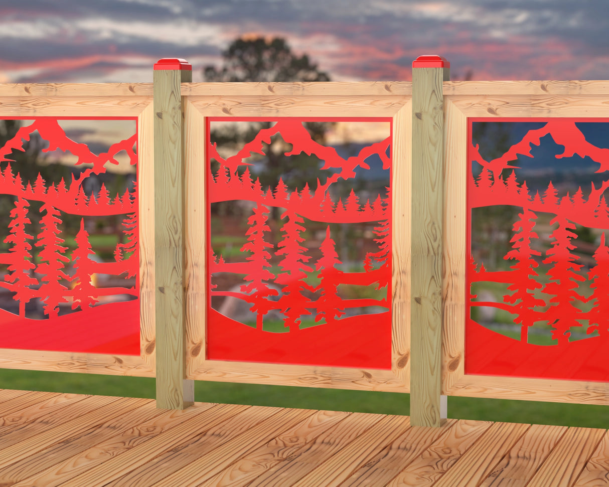 24"x30" - Mountain Landscape Fence/Gate Panel Insert - Madison Iron and Wood