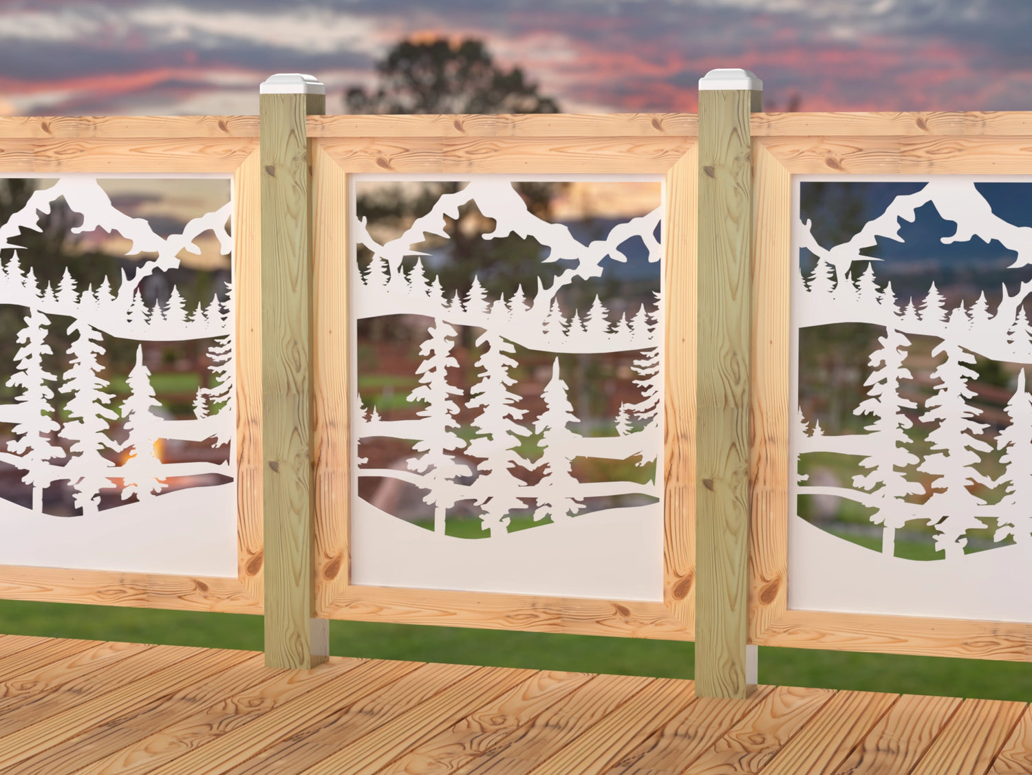 24"x30" - Mountain Landscape Fence/Gate Panel Insert - Madison Iron and Wood