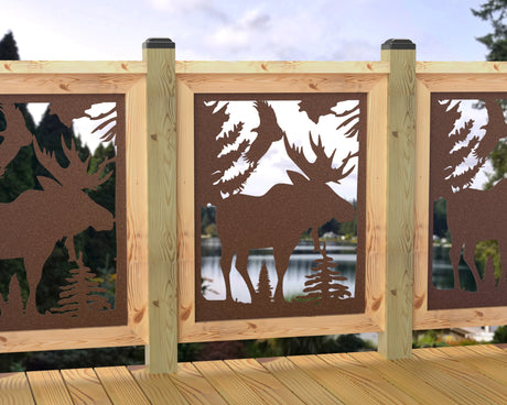 24"x30" - Single Moose Landscape Fence/Gate Panel Insert - Madison Iron and Wood