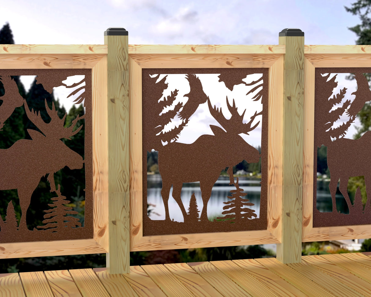 Single Moose Landscape Railing Panel Insert - Madison Iron and Wood