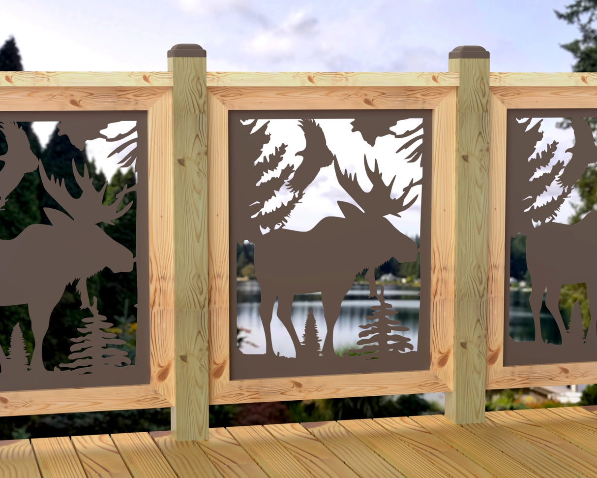 Single Moose Landscape Railing Panel Insert - Madison Iron and Wood
