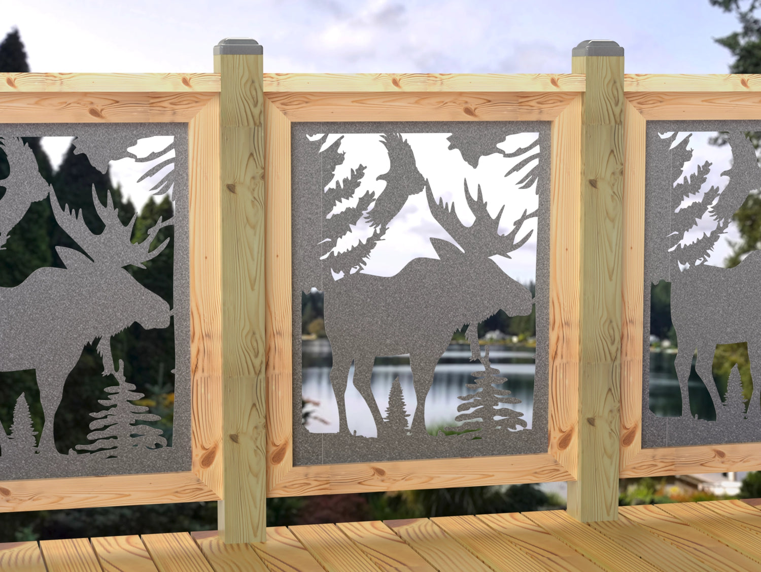 24"x30" - Single Moose Landscape Fence/Gate Panel Insert - Madison Iron and Wood
