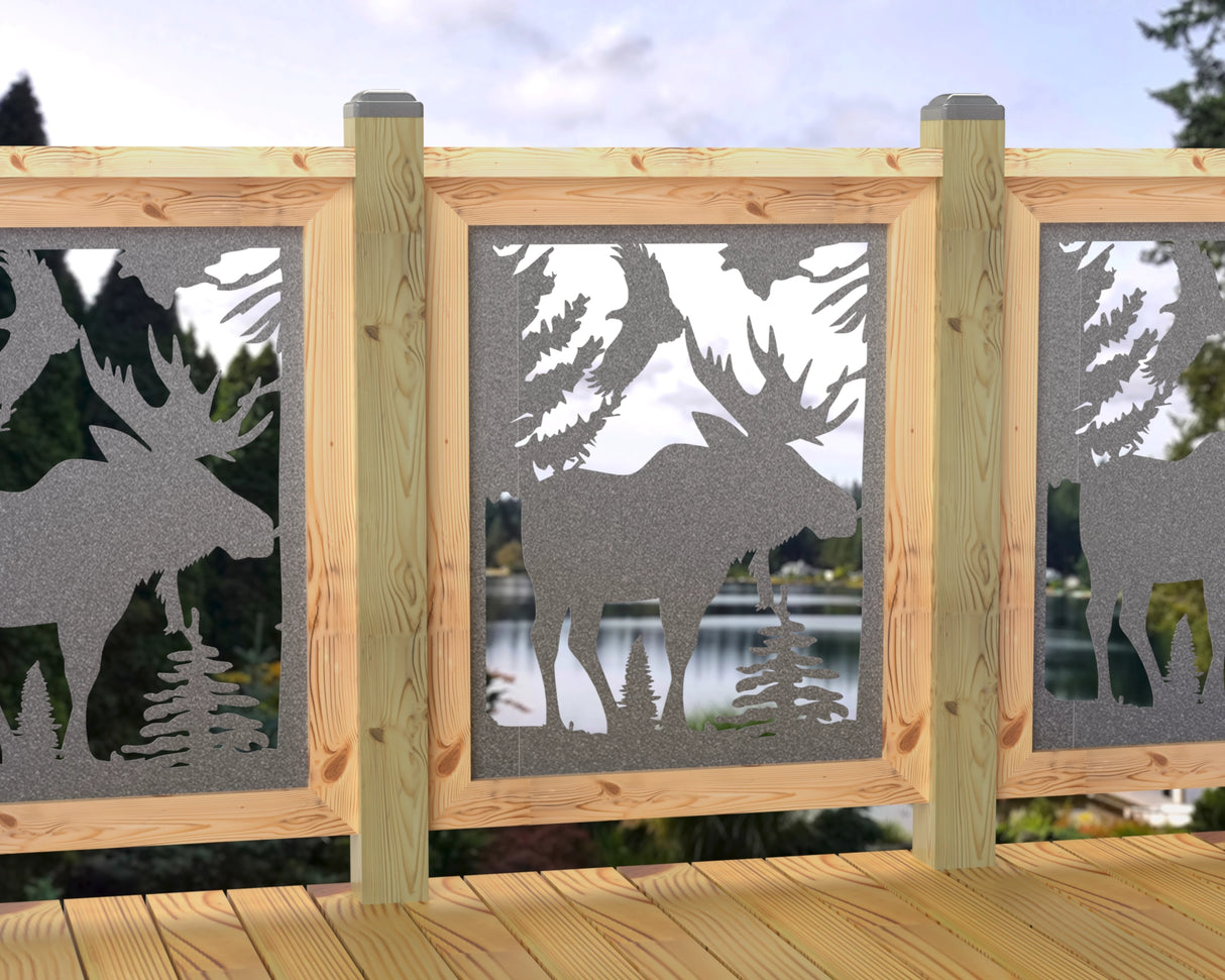 24"x30" - Single Moose Landscape Fence/Gate Panel Insert - Madison Iron and Wood