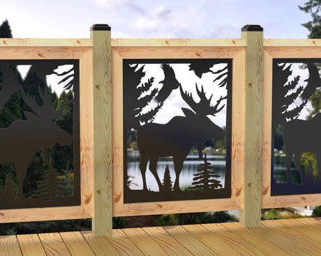 24"x30" - Single Moose Landscape Fence/Gate Panel Insert - Madison Iron and Wood