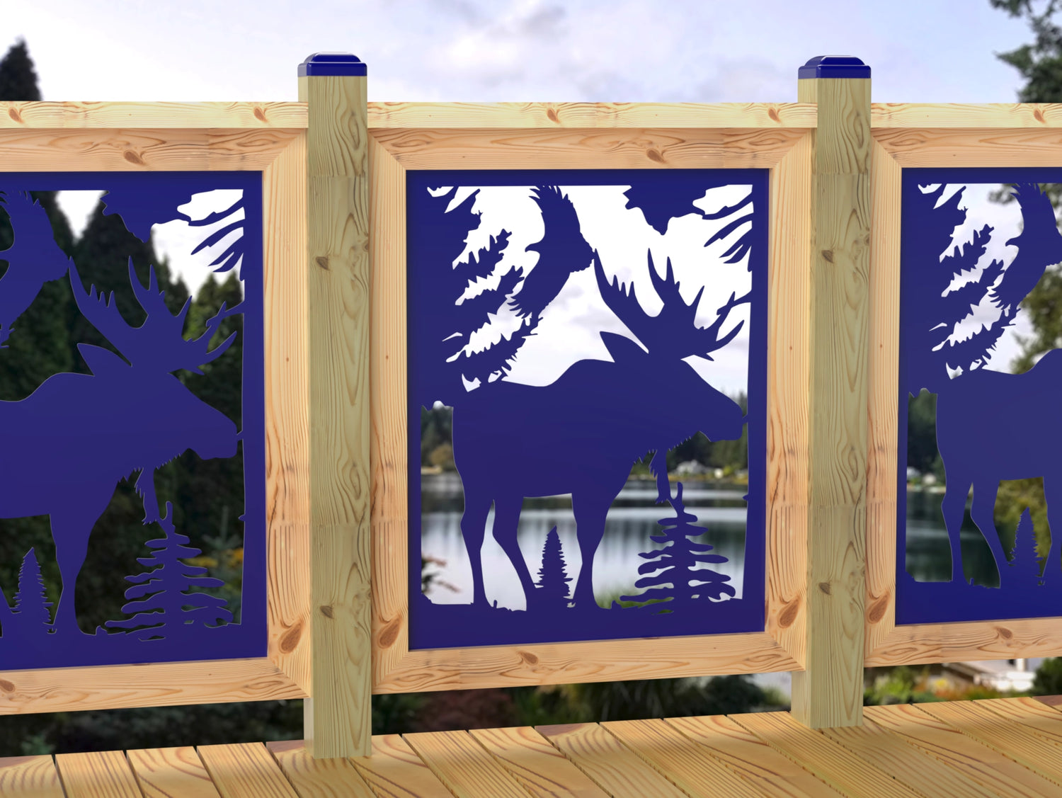 24"x30" - Single Moose Landscape Fence/Gate Panel Insert - Madison Iron and Wood