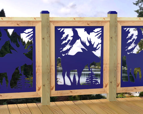 24"x30" - Single Moose Landscape Fence/Gate Panel Insert - Madison Iron and Wood