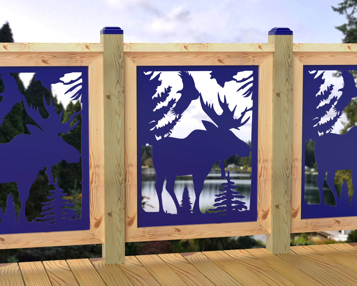 24"x30" - Single Moose Landscape Fence/Gate Panel Insert - Madison Iron and Wood