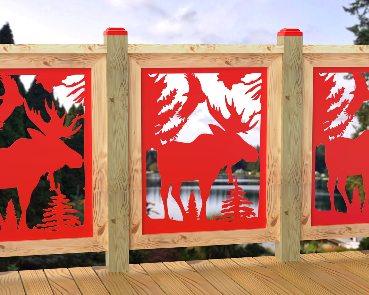 24"x30" - Single Moose Landscape Fence/Gate Panel Insert - Madison Iron and Wood