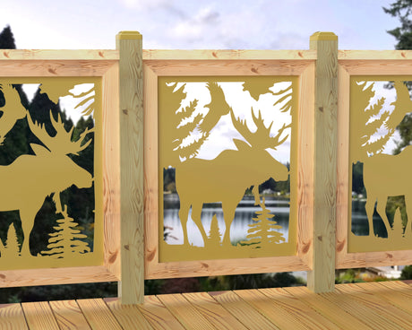 24"x30" - Single Moose Landscape Fence/Gate Panel Insert - Madison Iron and Wood