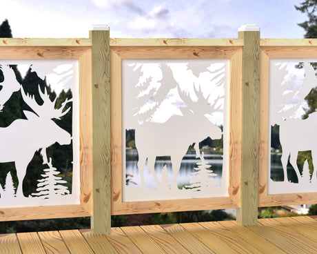 24"x30" - Single Moose Landscape Fence/Gate Panel Insert - Madison Iron and Wood