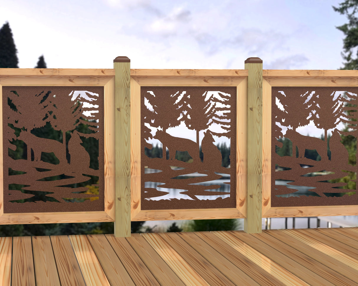 24"x30" - Wolves Howling Fence/Gate Panel Insert - Madison Iron and Wood