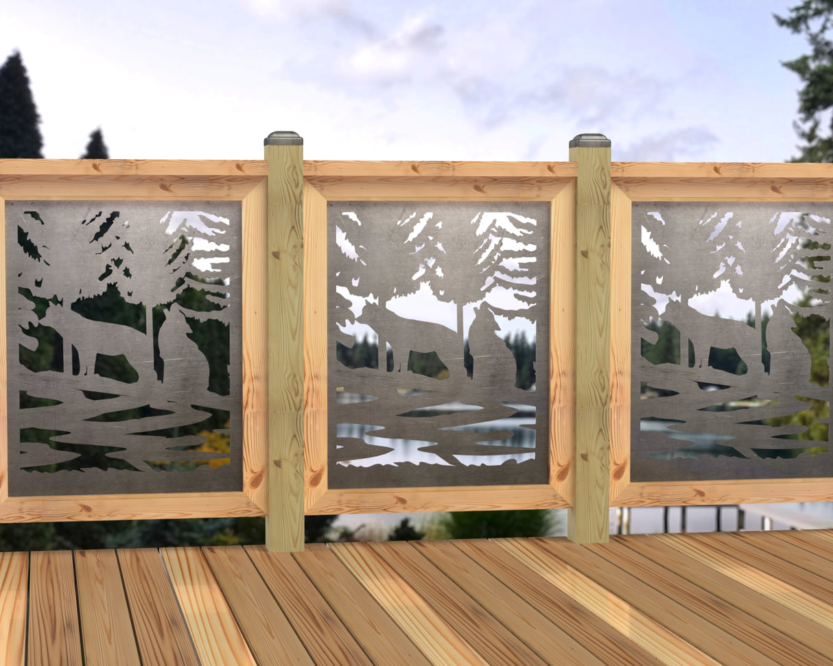 24"x30" - Wolves Howling Fence/Gate Panel Insert - Madison Iron and Wood