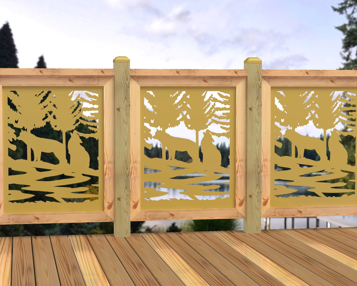 24"x30" - Wolves Howling Fence/Gate Panel Insert - Madison Iron and Wood
