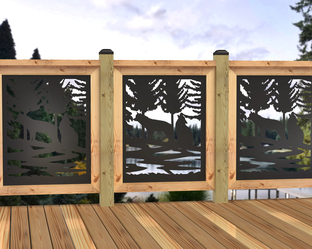 24"x30" - Wolves Howling Fence/Gate Panel Insert - Madison Iron and Wood