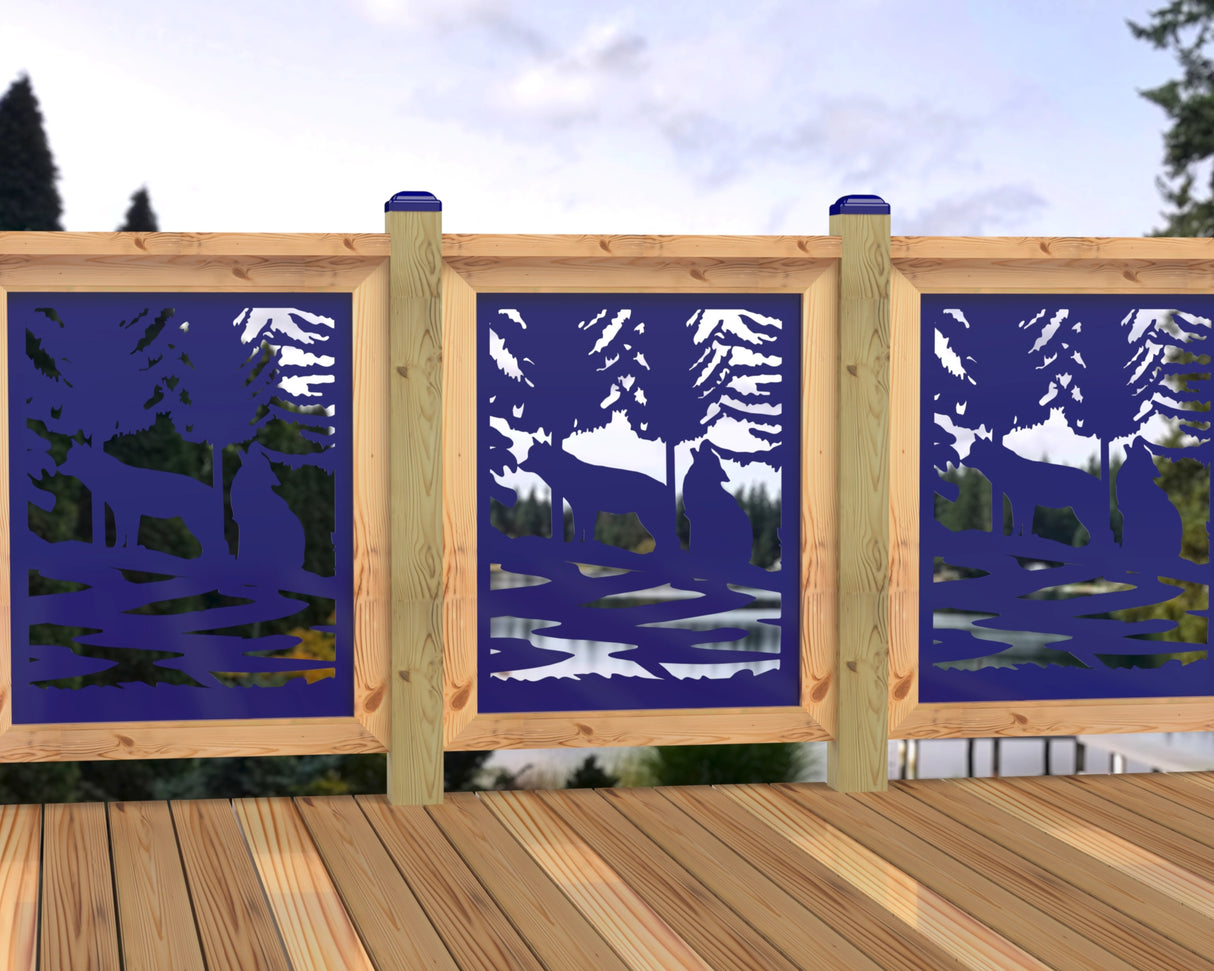 24"x30" - Wolves Howling Fence/Gate Panel Insert - Madison Iron and Wood