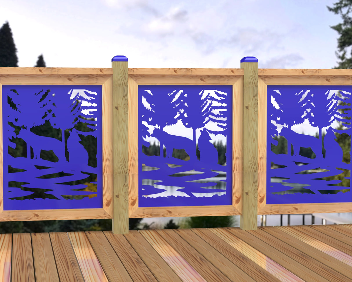 24"x30" - Wolves Howling Fence/Gate Panel Insert - Madison Iron and Wood