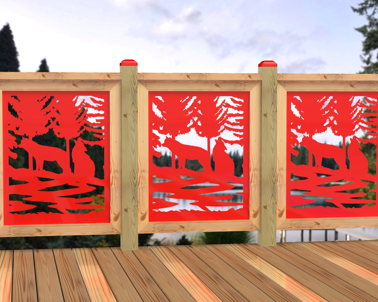24"x30" - Wolves Howling Fence/Gate Panel Insert - Madison Iron and Wood