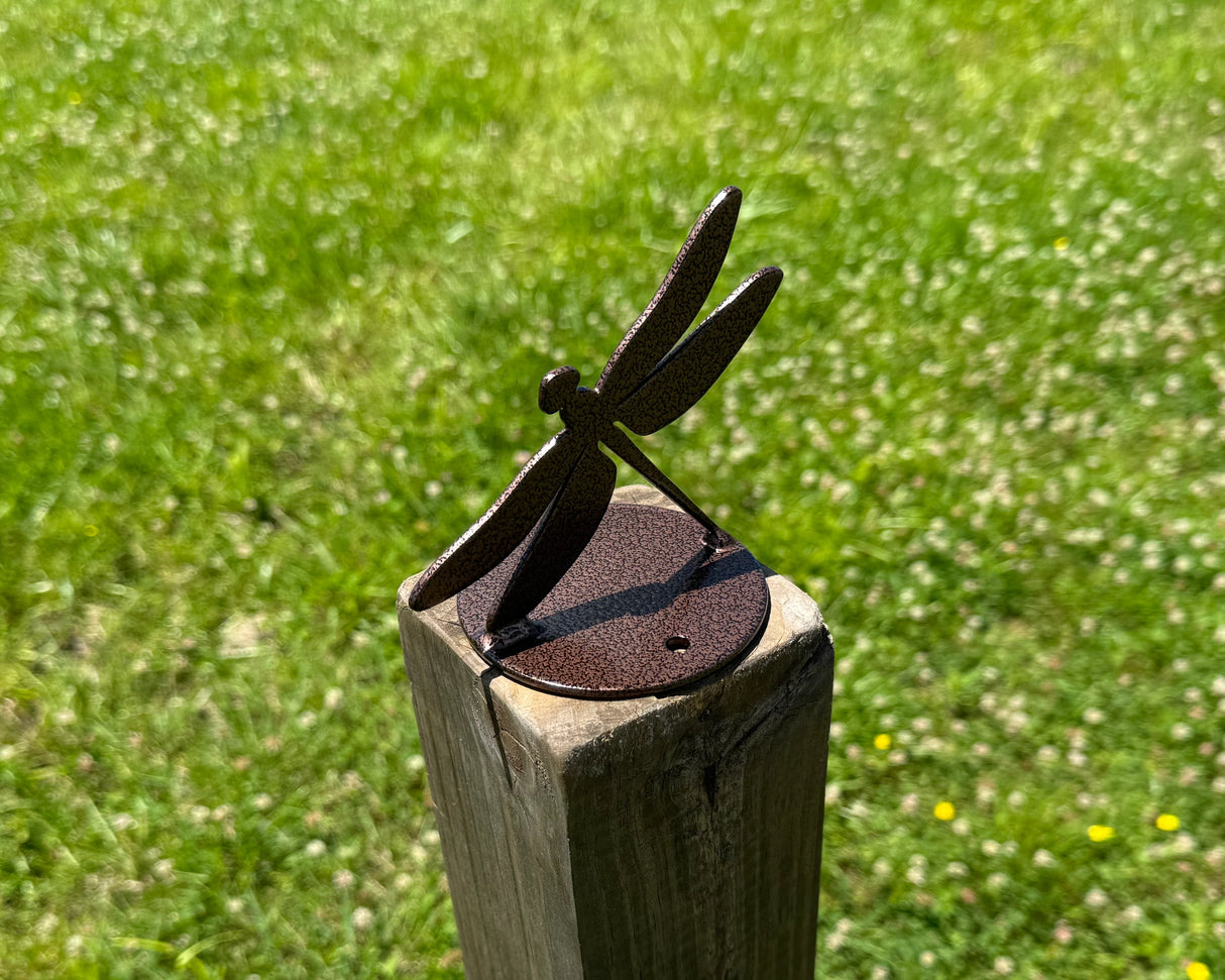 Dragonfly Post Top For Round Wood Fence Post - Madison Iron and Wood