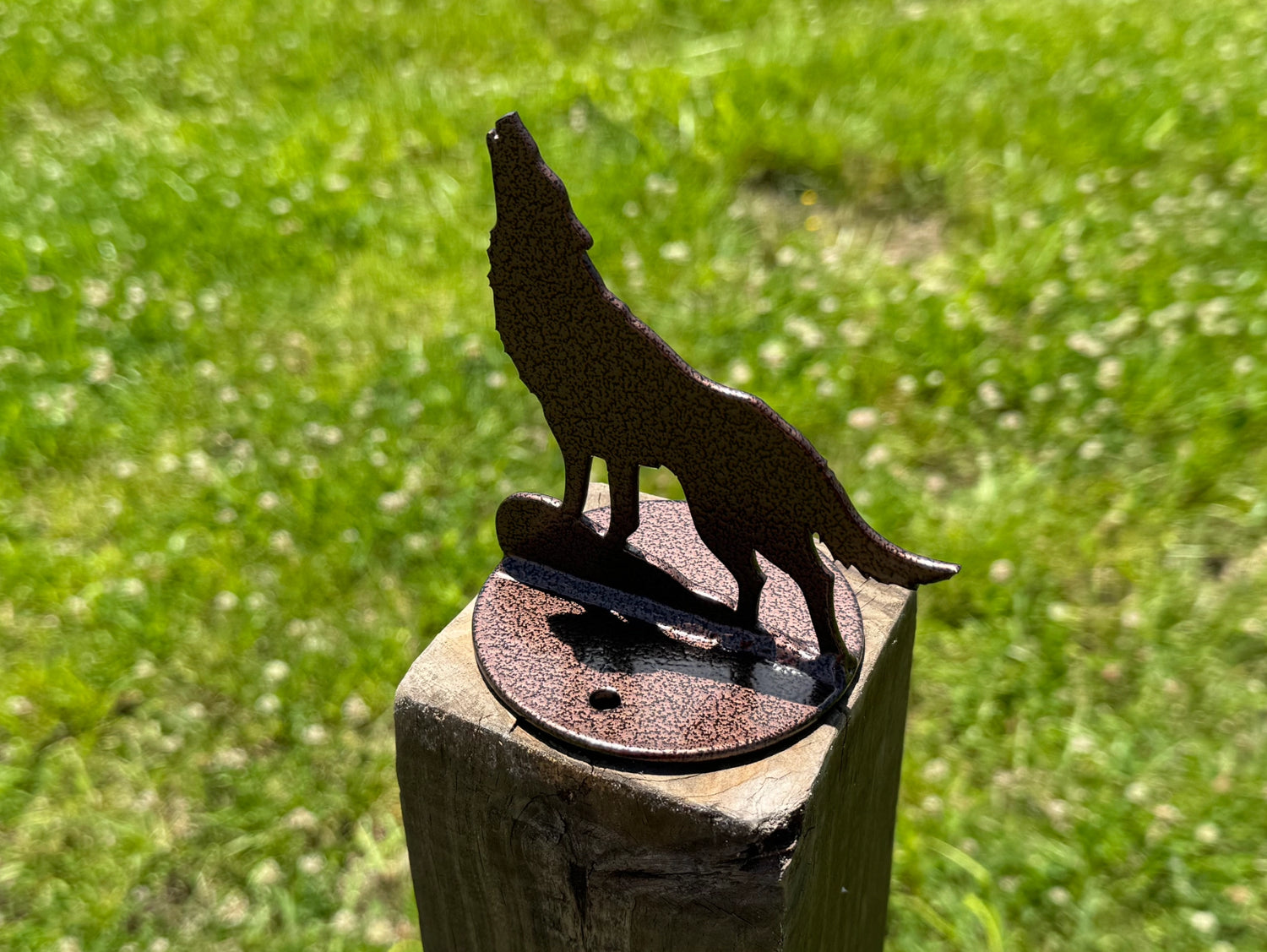 Wolf / Coyote Post Top For Round Wood Fence Post - Madison Iron and Wood