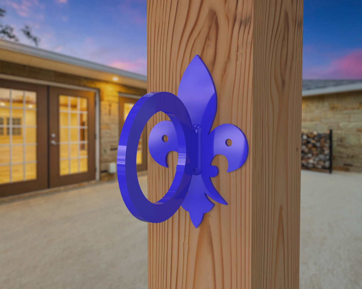 Fleur De Lis Nautical Rope Ring, String Light holder (3 sizes available) - Madison Iron and Wood