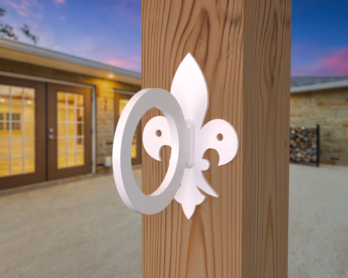 Fleur De Lis Nautical Rope Ring, String Light holder (3 sizes available) - Madison Iron and Wood