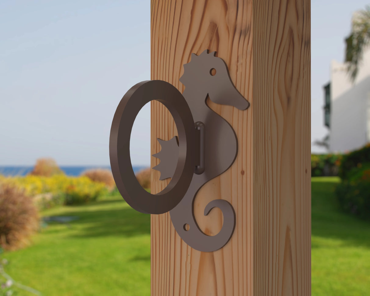 Seahorse Nautical Rope Ring, Light Strand Holder (3 sizes available) - Madison Iron and Wood