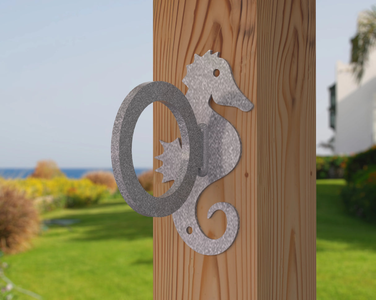 Seahorse Nautical Rope Ring, Light Strand Holder (3 sizes available) - Madison Iron and Wood