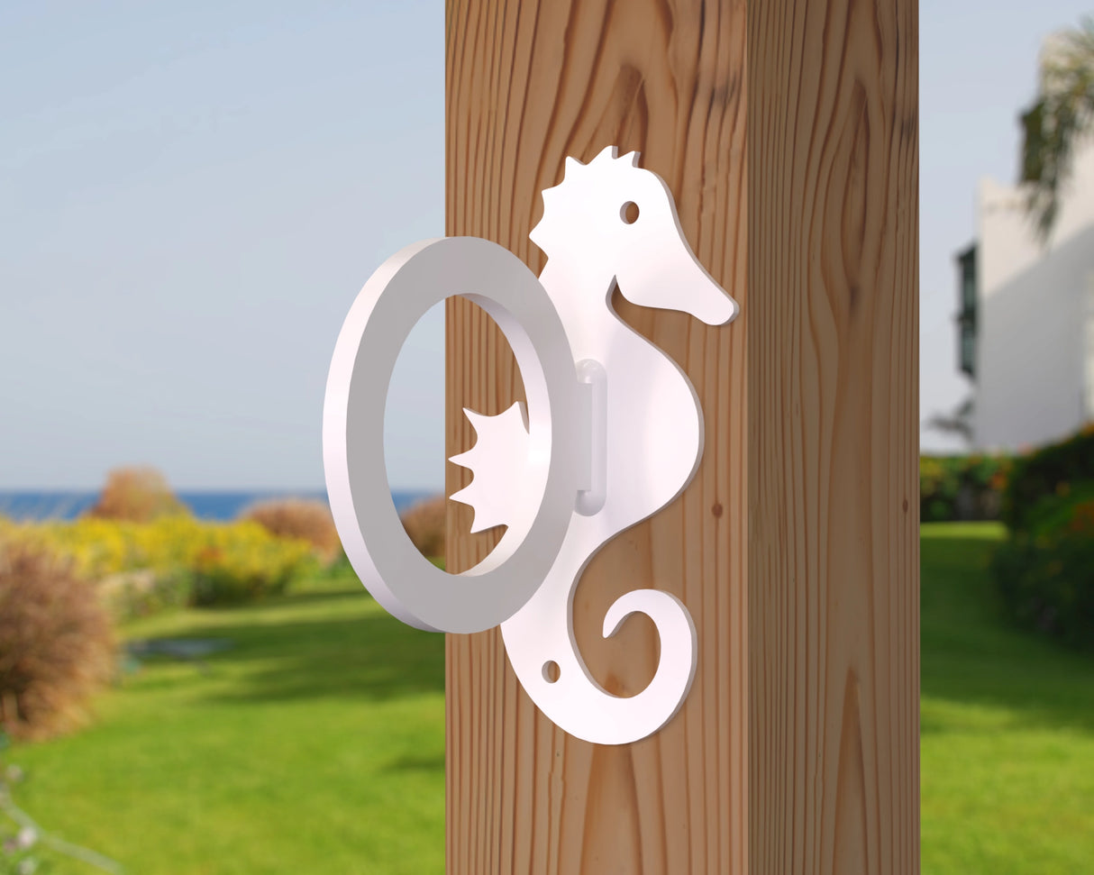 Seahorse Nautical Rope Ring, Light Strand Holder (3 sizes available) - Madison Iron and Wood