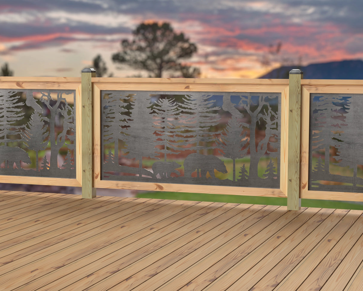 60"x30" - Bear Landscape Fence/Gate Panel Insert - Variation 3 - Madison Iron and Wood