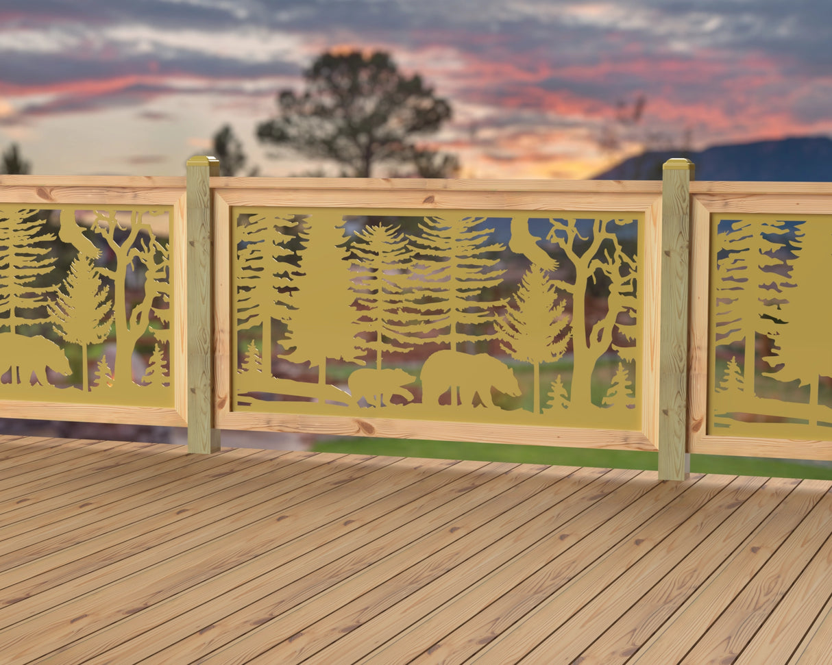60"x30" - Bear Landscape Fence/Gate Panel Insert - Variation 3 - Madison Iron and Wood