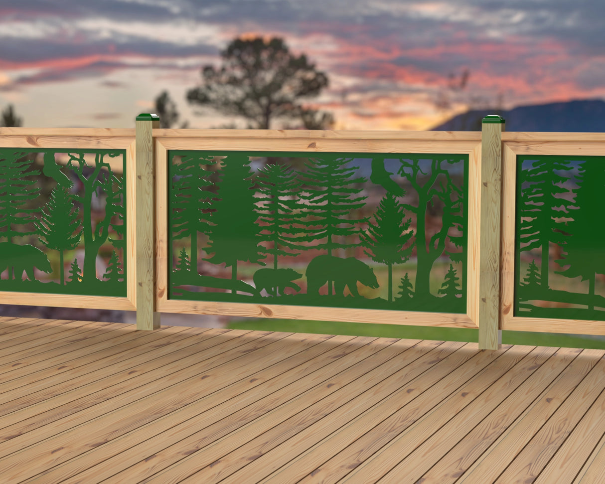 60"x30" - Bear Landscape Fence/Gate Panel Insert - Variation 3 - Madison Iron and Wood