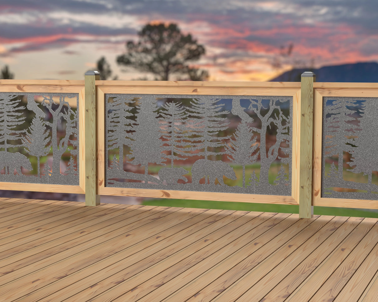 60"x30" - Bear Landscape Fence/Gate Panel Insert - Variation 3 - Madison Iron and Wood