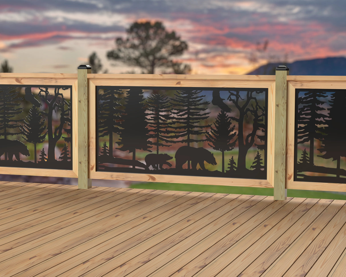 60"x30" - Bear Landscape Fence/Gate Panel Insert - Variation 3 - Madison Iron and Wood