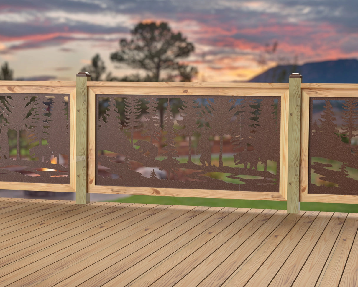 60"x30" - Bear Landscape Fence/Gate Panel Insert - Variation 2 - Madison Iron and Wood