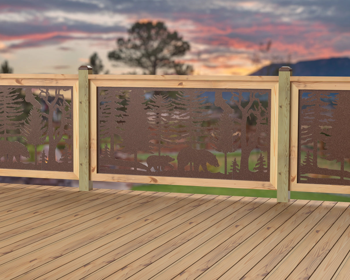 60"x30" - Bear Landscape Fence/Gate Panel Insert - Variation 3 - Madison Iron and Wood