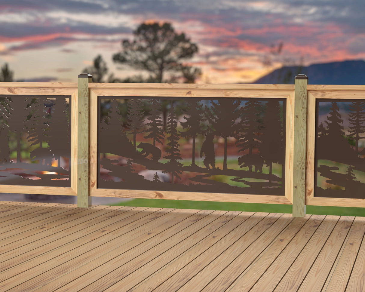 60"x30" - Bear Landscape Fence/Gate Panel Insert - Variation 2 - Madison Iron and Wood