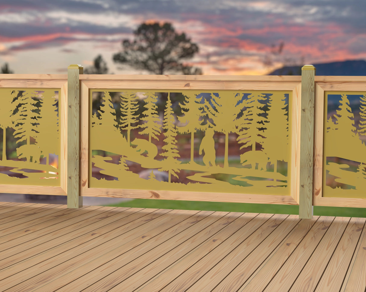 60"x30" - Bear Landscape Fence/Gate Panel Insert - Variation 2 - Madison Iron and Wood
