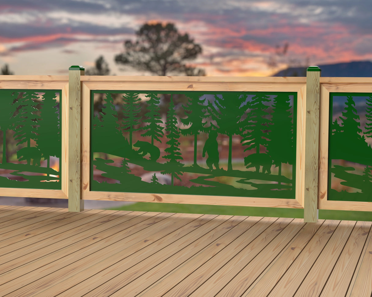 60"x30" - Bear Landscape Fence/Gate Panel Insert - Variation 2 - Madison Iron and Wood