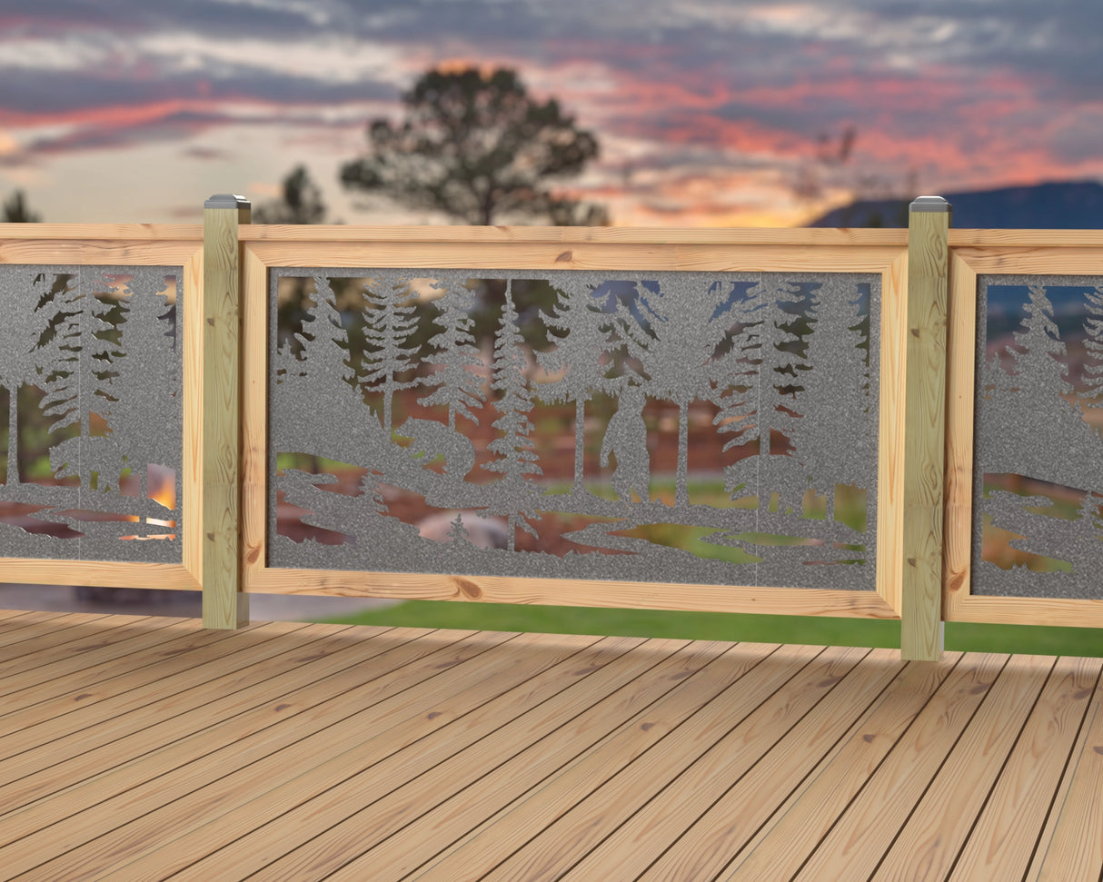 60"x30" - Bear Landscape Fence/Gate Panel Insert - Variation 2 - Madison Iron and Wood