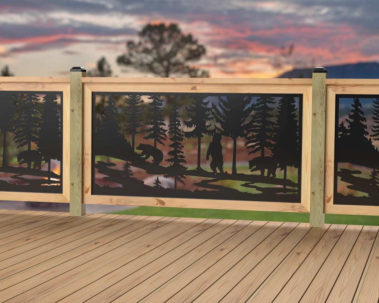 60"x30" - Bear Landscape Fence/Gate Panel Insert - Variation 2 - Madison Iron and Wood
