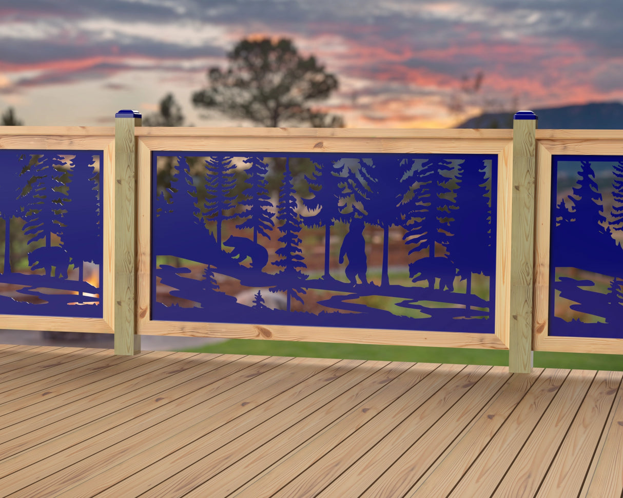 60"x30" - Bear Landscape Fence/Gate Panel Insert - Variation 2 - Madison Iron and Wood