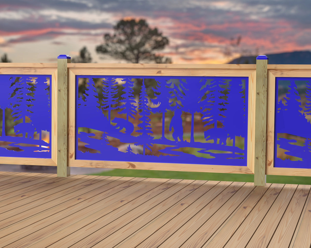 60"x30" - Bear Landscape Fence/Gate Panel Insert - Variation 2 - Madison Iron and Wood