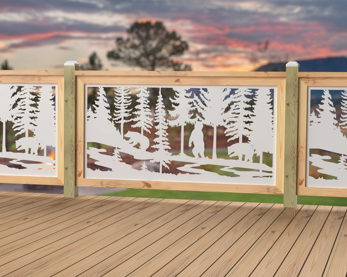 60"x30" - Bear Landscape Fence/Gate Panel Insert - Variation 2 - Madison Iron and Wood