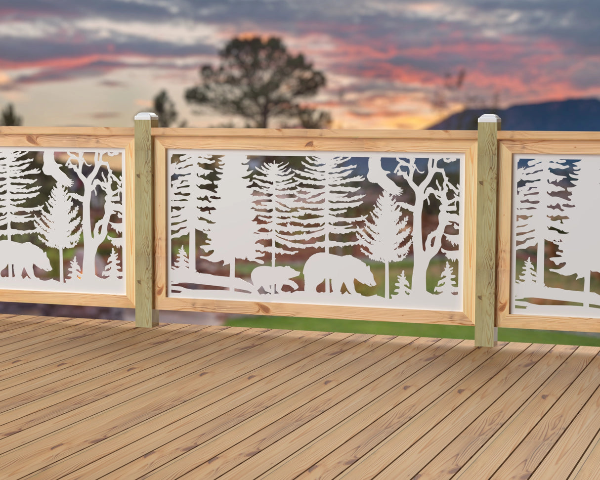60"x30" - Bear Landscape Fence/Gate Panel Insert - Variation 3 - Madison Iron and Wood