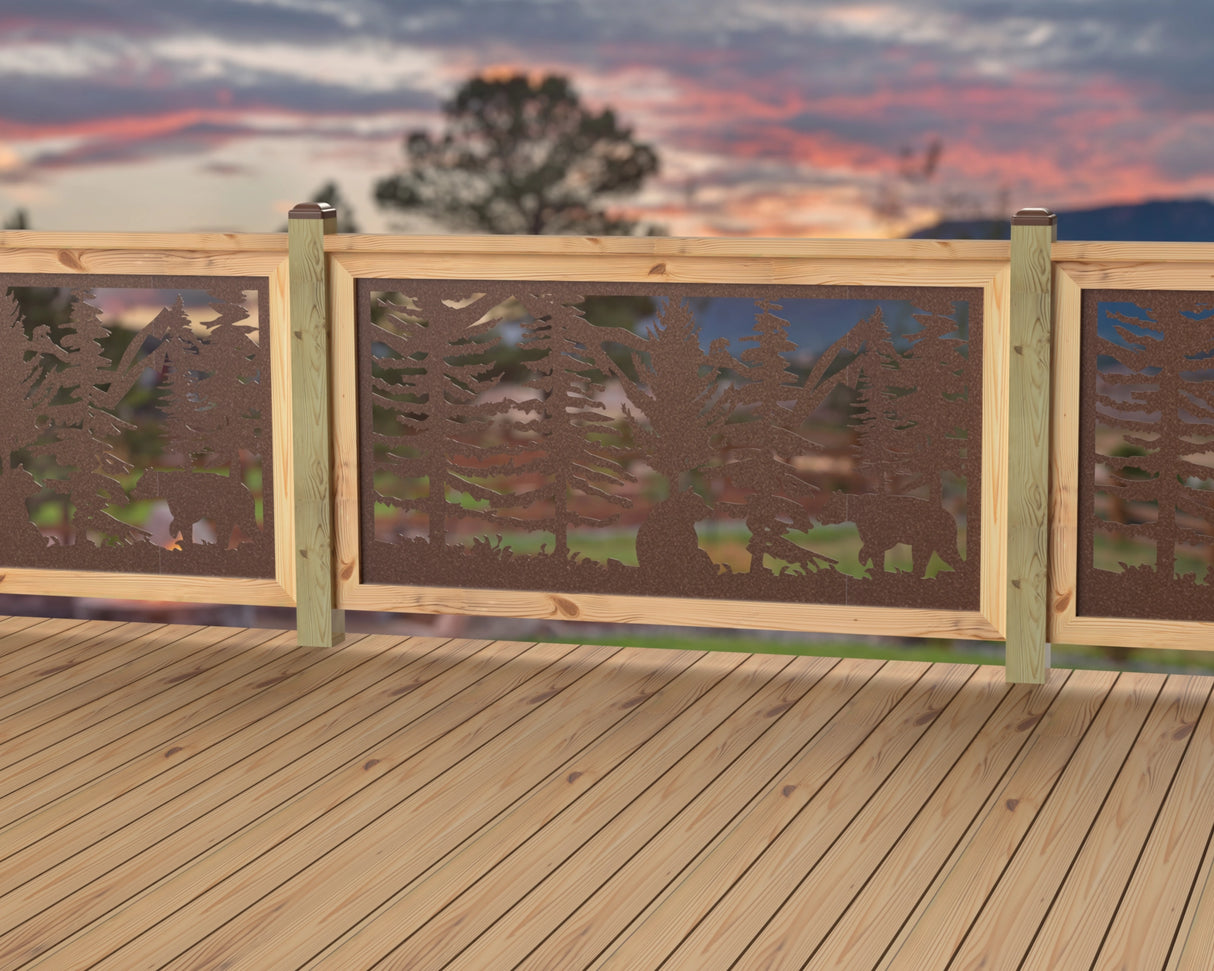60"x30" - Bear Landscape Fence/Gate Panel Insert - Variation 4 - Madison Iron and Wood
