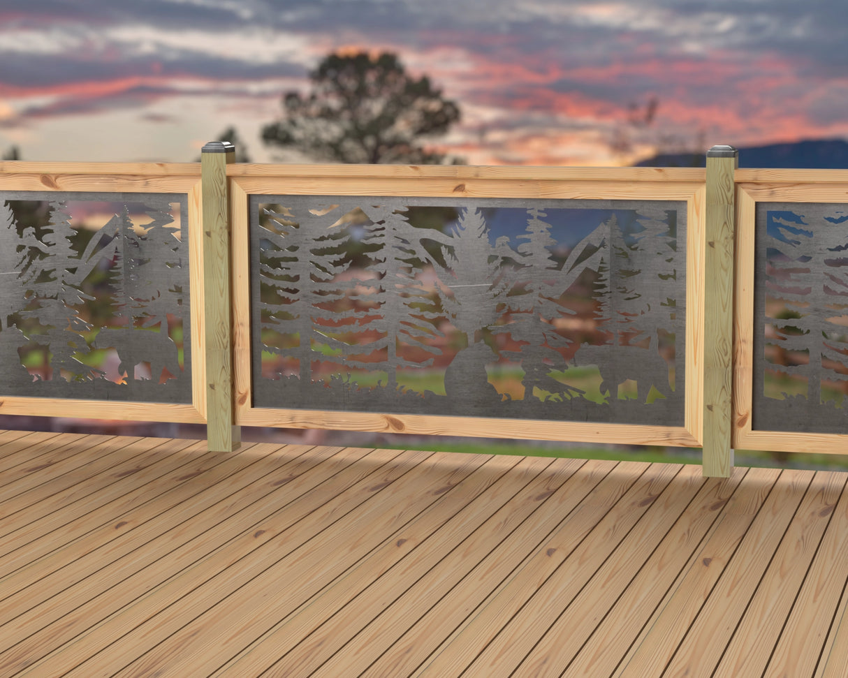 60"x30" - Bear Landscape Fence/Gate Panel Insert - Variation 4 - Madison Iron and Wood