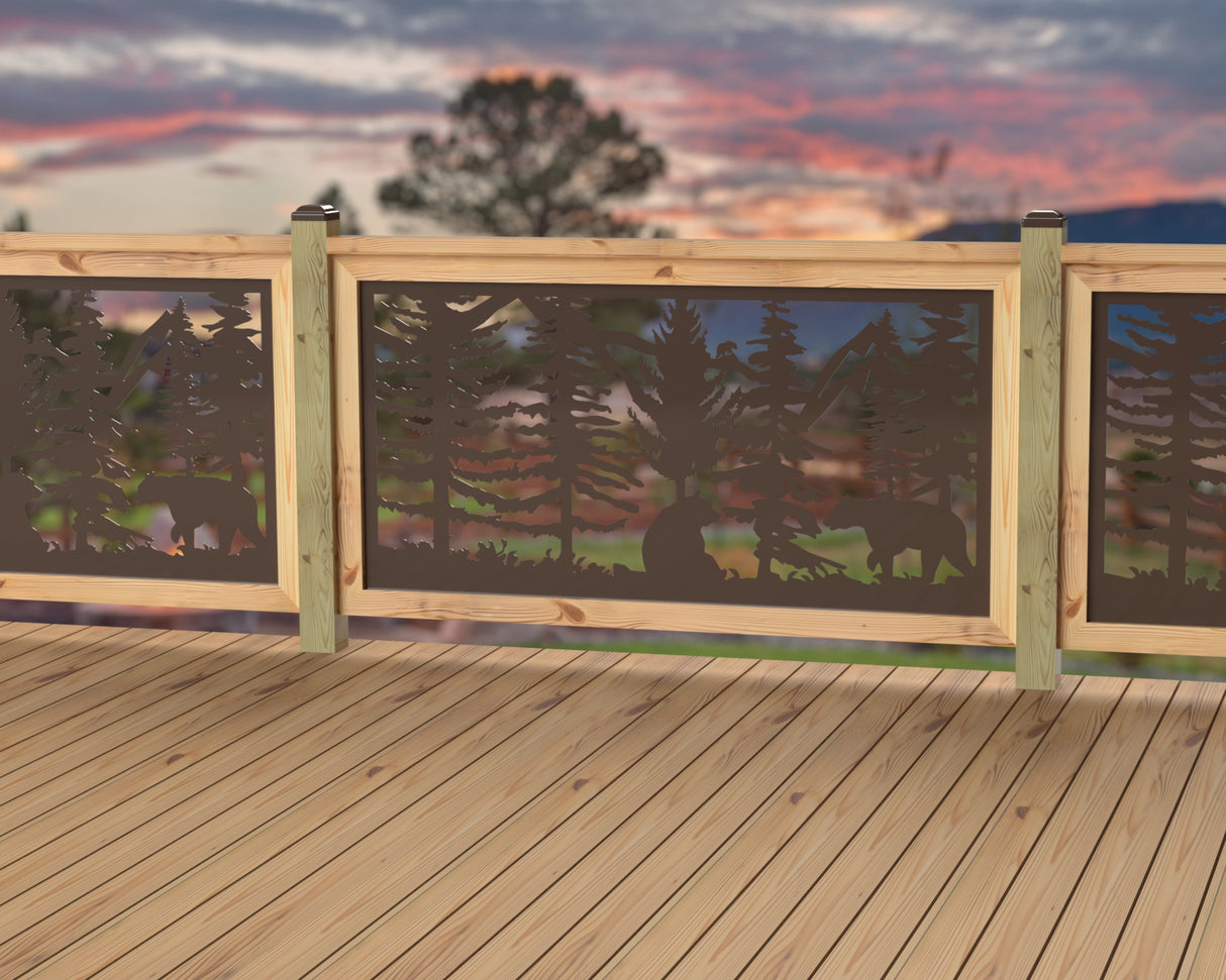 60"x30" - Bear Landscape Fence/Gate Panel Insert - Variation 4 - Madison Iron and Wood