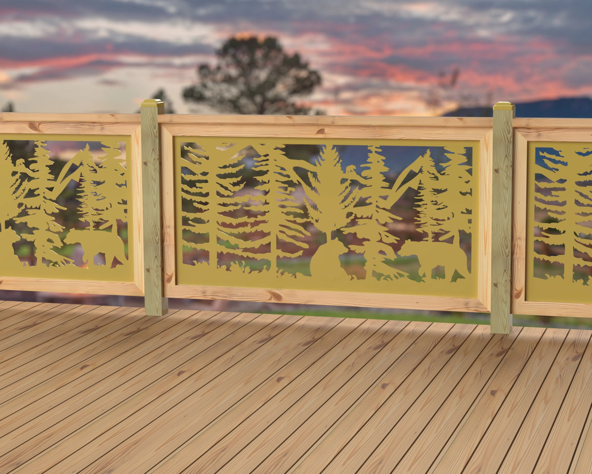 60"x30" - Bear Landscape Fence/Gate Panel Insert - Variation 4 - Madison Iron and Wood