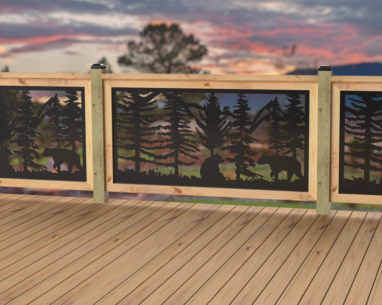 60"x30" - Bear Landscape Fence/Gate Panel Insert - Variation 4 - Madison Iron and Wood